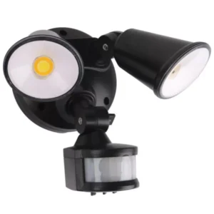 Martec Defender Double Spot LED Outdoor Flood Light 2 x 10w Tricolour Sensor Matt Black MLXD3452MS