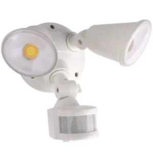 Martec Defender Double Spot LED Outdoor Flood Light 2 x 10w Tricolour Sensor White MLXD3452WS