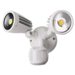 Martec Fortress II LED Flood Light Outdoor Double Spot Sensor 2 x 15w Tricolour White MLXF3452WS