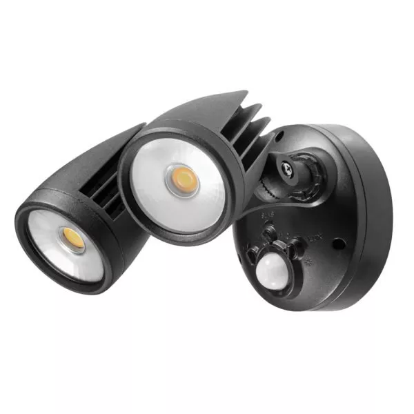 Martec Fortress PRO LED Flood Light Outdoor IP65 Double Spot Sensor 2 x 18w Tricolour Matt Black MLXFP3452MS
