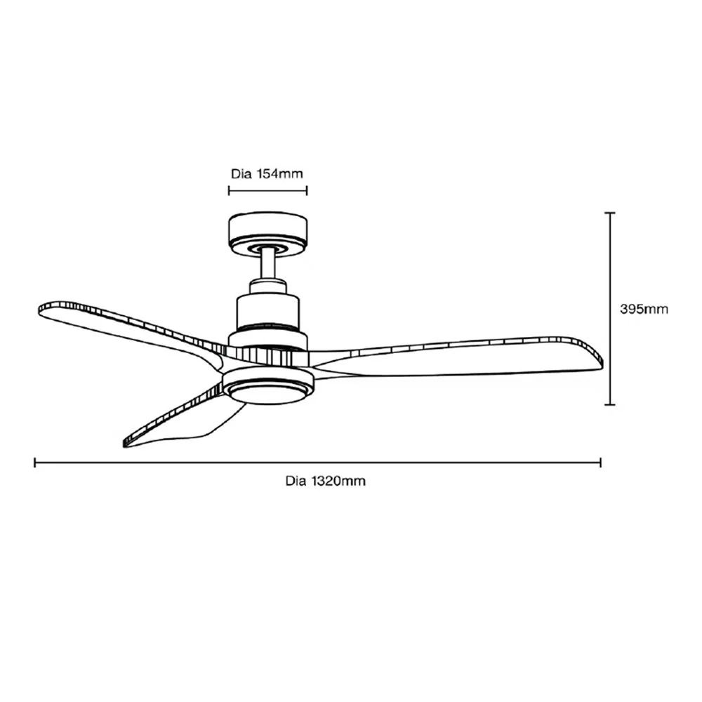 Martec Mallorca DC 1320mm 3 Timber Blade WIFI & Remote Control Ceiling Fan with Variable Dim 24w CCT LED Light Matt Black/Walnut MMDC1333MW - Image 2
