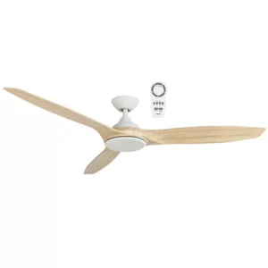 Martec Newport 1420mm 3 ABS Blade DC Remote Control Ceiling Fan Only White Satin/Oak MNF143WOR