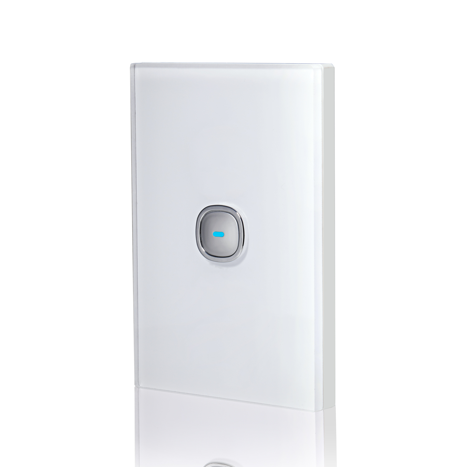 Transco Glass single gang switch with built-in LED push button S1G
