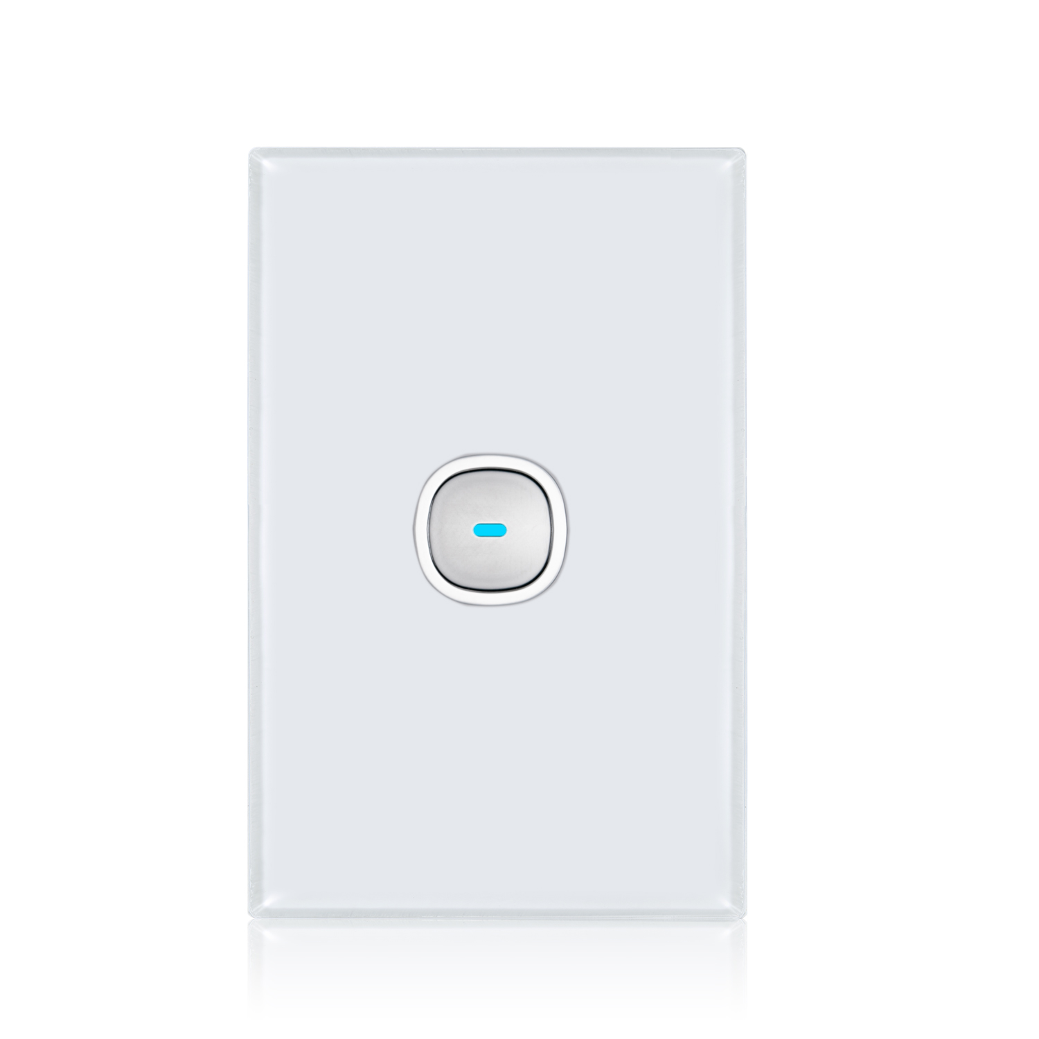 Transco Glass single gang switch with built-in LED push button S1G