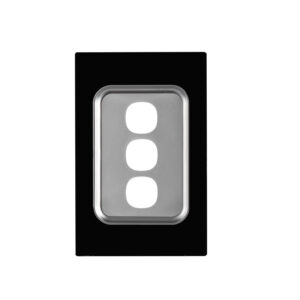 Transco Glass three gang switch body and cover only black T3G/B