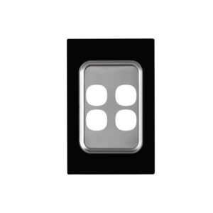 Transco Glass four gang switch body and cover only black T4G/B