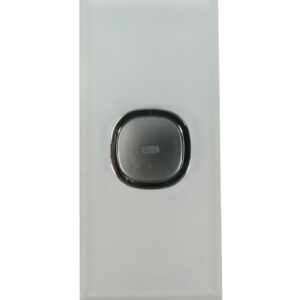 Transco Glass single gang architrave switch with built-in LED push button black AS1G/B