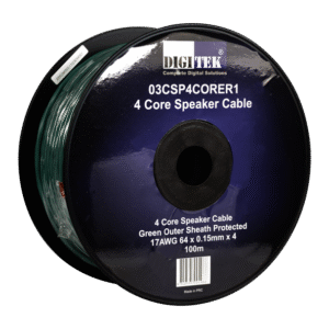 Digitek 4 Core 64 Strand/0.15mm Green Speaker Cable 100m Reel 03CSP4CORER1