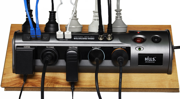 Hills Antenna 10 Way Surge Protector with 2 x USB Ports + TV Outlet + Network 09HPB-10-HT3/BLK