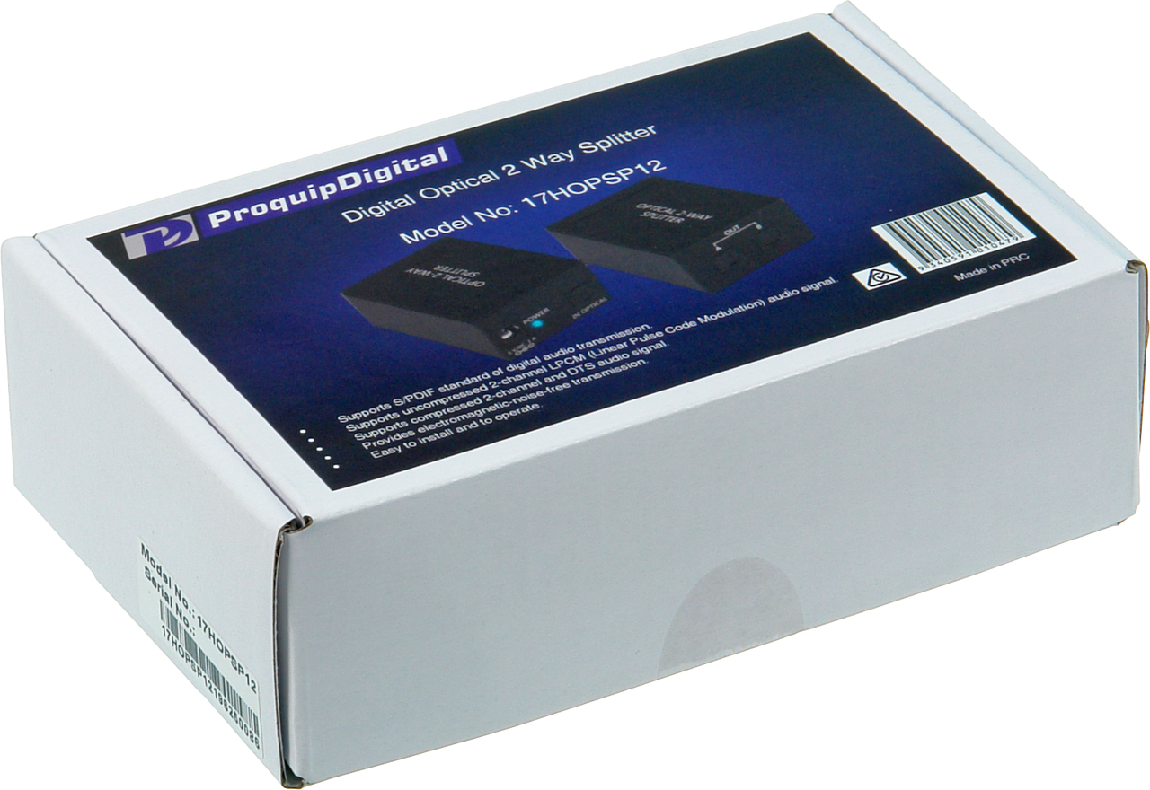 ProquipDigital 2 Way Digital Optical Audio Splitter 17HOPSP12