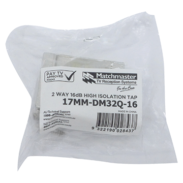 MATCHMASTER 2 WAY 16DB HIGH ISOLATION TAP FOR MATV, TDT AND SAT : 17MM-DM32Q-16