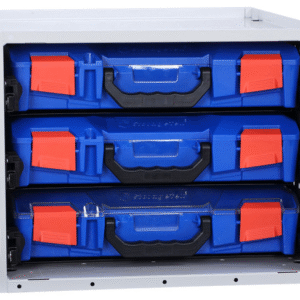 StorageTek Cabinet c/w 3 Small PC Lid Cases - Blue 33SCS3SA-BL