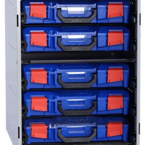 StorageTek Cabinet c/w 5 Small PC Lid Cases - Blue 33SCS5SA-BL