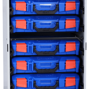 StorageTek Cabinet c/w 7 Small PC Lid Cases - Blue 33SCS7SA-BL