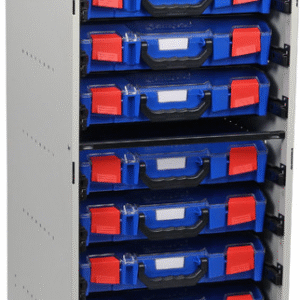 StorageTek Cabinet Trolley c/w 7 Small PC Lid Cases- Blue 33SCS7STA-BL