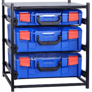 StorageTek 2 Large Drawer Frame + 1 Small Drawer Assembled c/w PC Lid Cases- Blue Blue Cases 33SFS2L1SA-BL