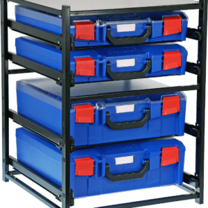 StorageTek 2 Large Drawer Frame + 2 Small Drawer Assembled c/w PC Lid Cases- Blue Blue Cases 33SFS2L2SA-BL