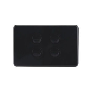 AVOL AVOL Power Point 4 Gang Single Pole | 250VAC 10A | Black | Horizontal ESW154B