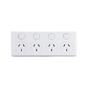 AVOL AVOL Power Point 4 Gang Double Pole | 250VAC 10A | White | Horizontal ESW184