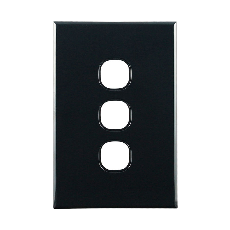 Connected Switchgear Basix S Series Grid Plate 3 Gang - Black CS-BS-PB3B