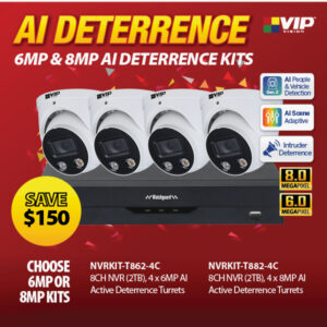 VIP Vision 8 Channel 6.0MP Active Deterrence Kit (2TB) NVRKIT-T862-4C