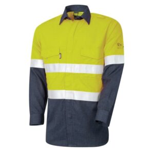 Arc flash Yellow Navy D/N Shirt HRC2 Size 2XL 8.6cal/cm2