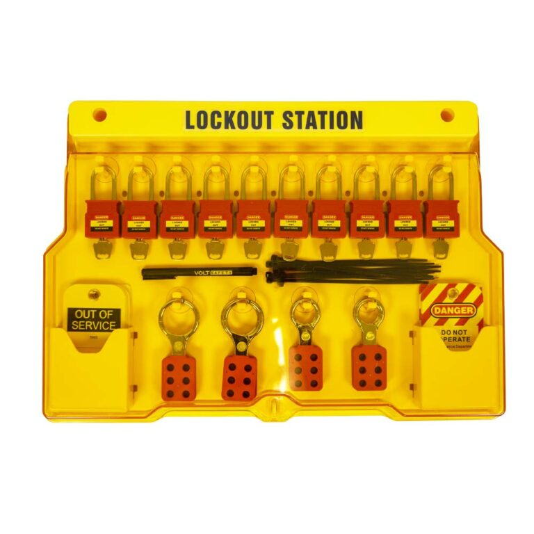 Wall Mounted Lockout Station with Lid 10 Padlocks- Volt Safety LOCKOUT-STATION-10L-KIT