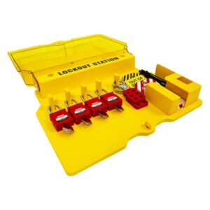 Wall Mounted Lockout Station with Lid 4 Padlocks - Volt Safety LOCKOUT-STATION-4L-KIT
