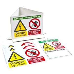 EV and Hybrid Warning Sign Kit 5 Pieces - Volt Safety SIGN-EV-P-KIT