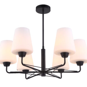 CLA ABBEY: Interior Traditional 6 Lamps Opal Glass Pendant Lights