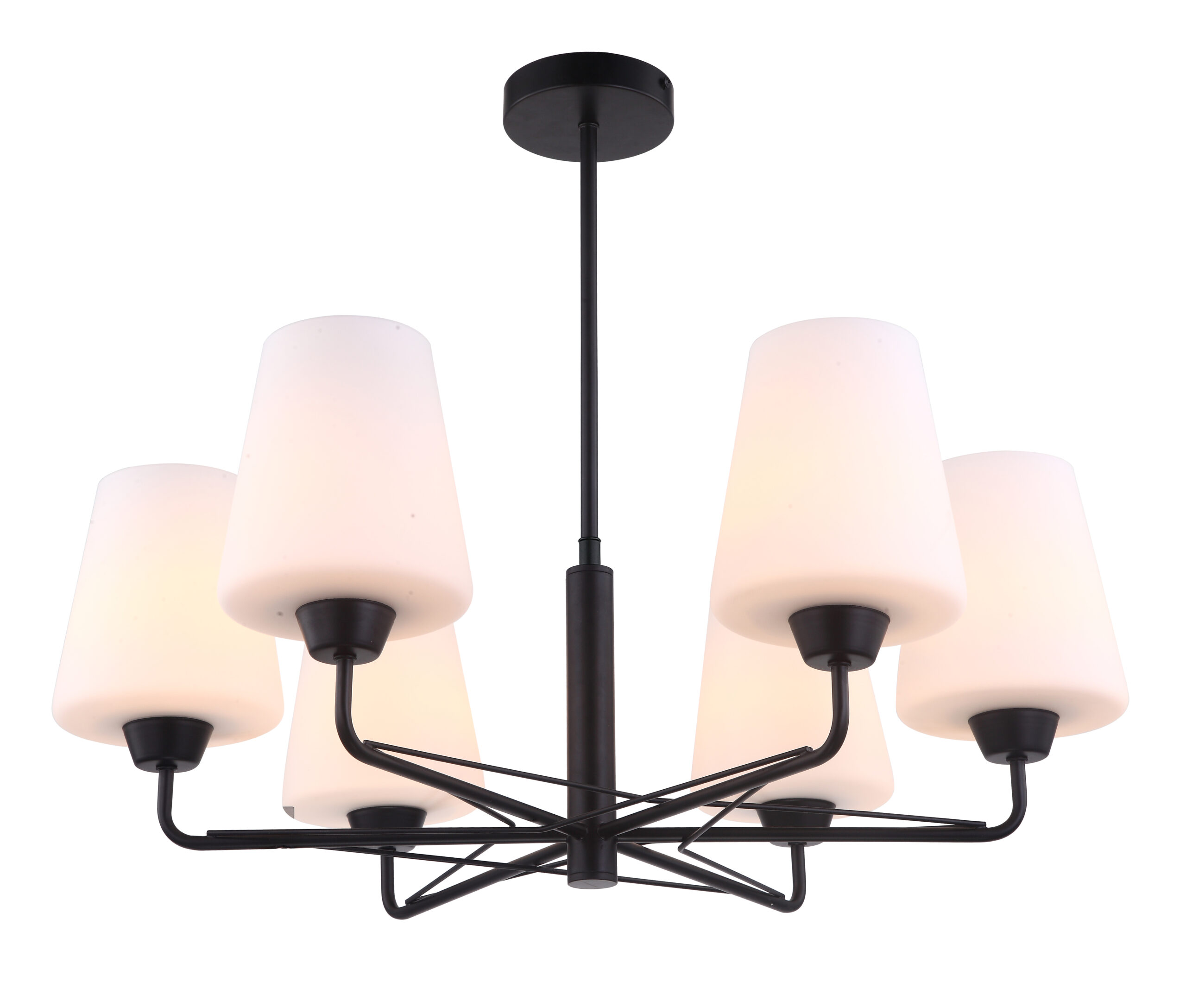 CLA ABBEY: Interior Traditional 6 Lamps Opal Glass Pendant Lights