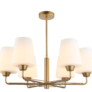 CLA ABBEY: Interior Traditional 6 Lamps Opal Glass Pendant Lights