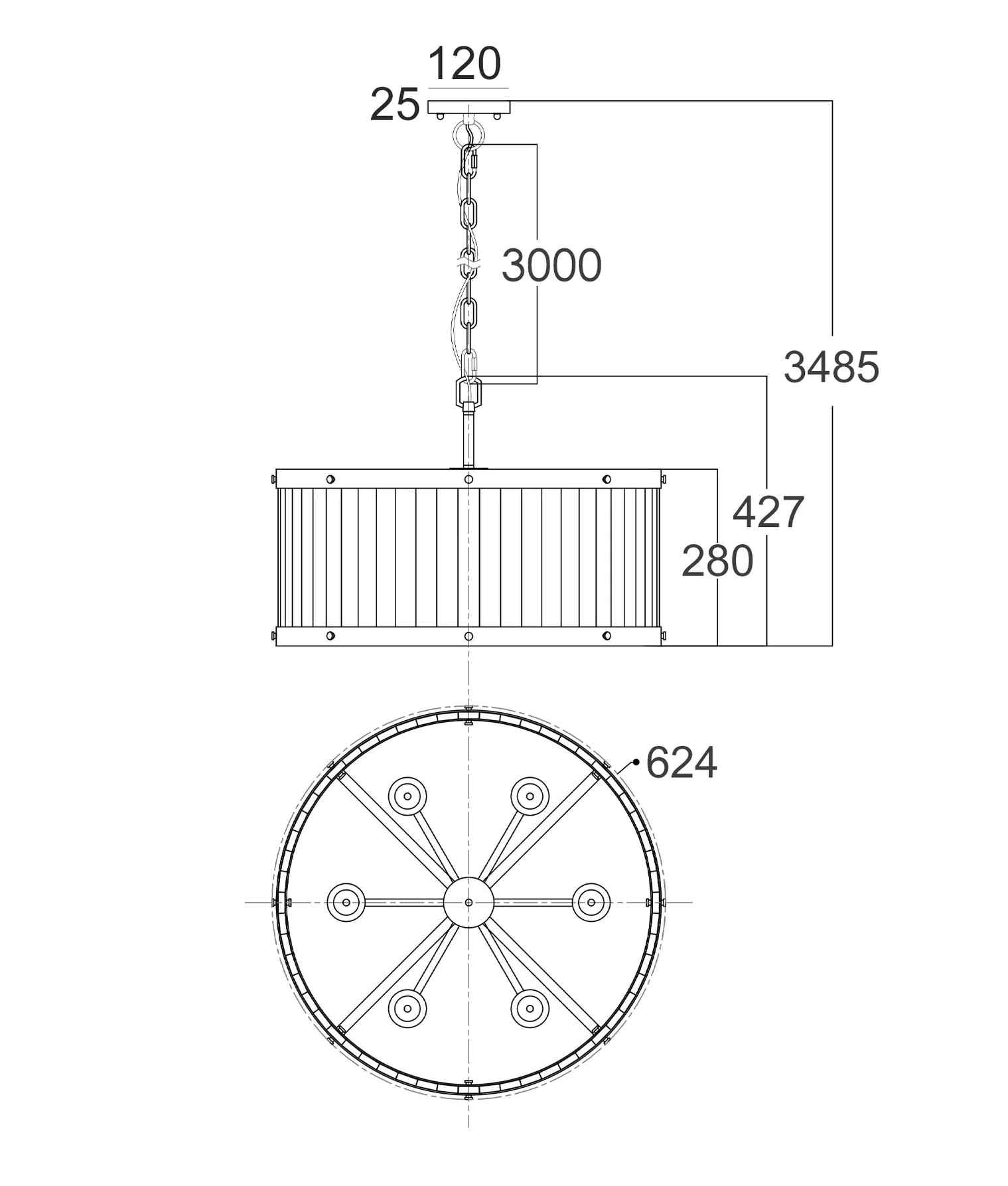 CLA BARRIQUE: Retro Interior Large Drum Wood Pendant Lights - Image 2