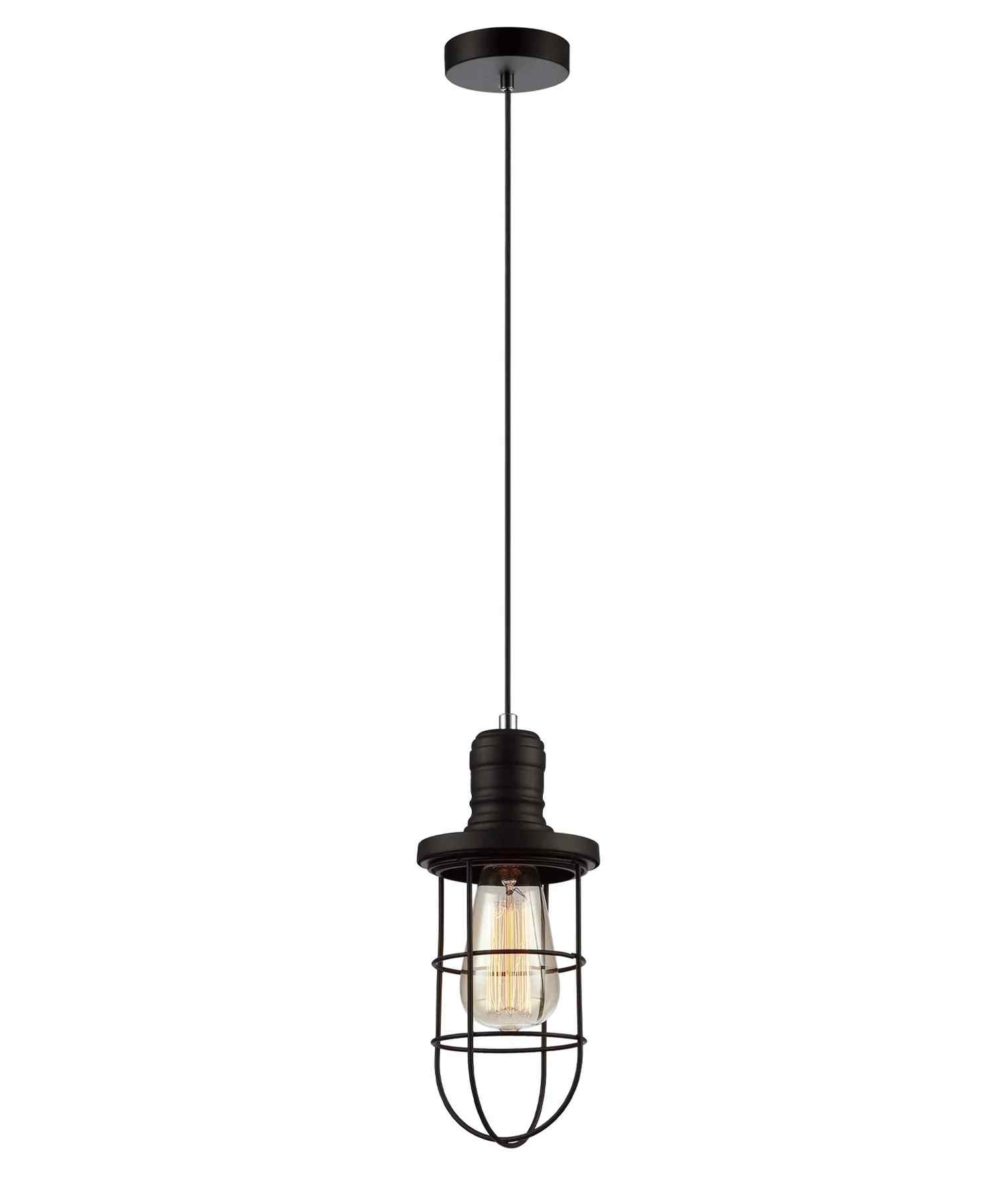 CLA BLACKBAND Industrial Black Curved Bird Cage Pendant Light