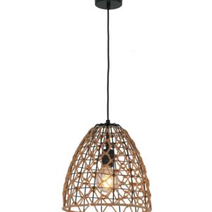 CLA CANAMO: Bohemian Interior Natural Hemp Rope & Black Hardware Ellipse Pendant Light