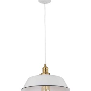 CLA CEREMA: Interior White with Antique Brass & Black Highlight Angled Dome Pendant Light