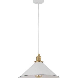 CLA CEREMA: Interior White with Antique Brass & Black Highlight Coolie Pendant Light