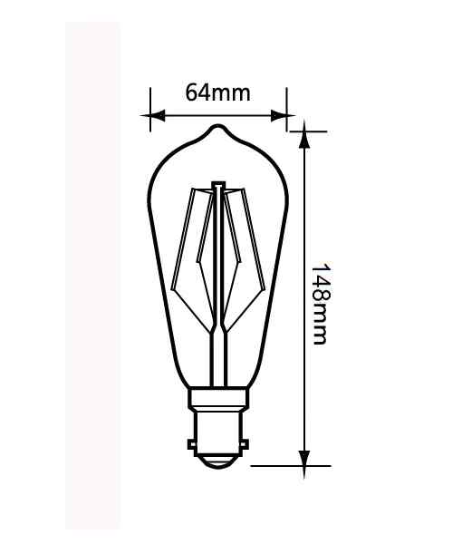 CLA ST64 Pear Shape LED Filament Dimmable Globes Clear Diffuser (8W) - Image 3