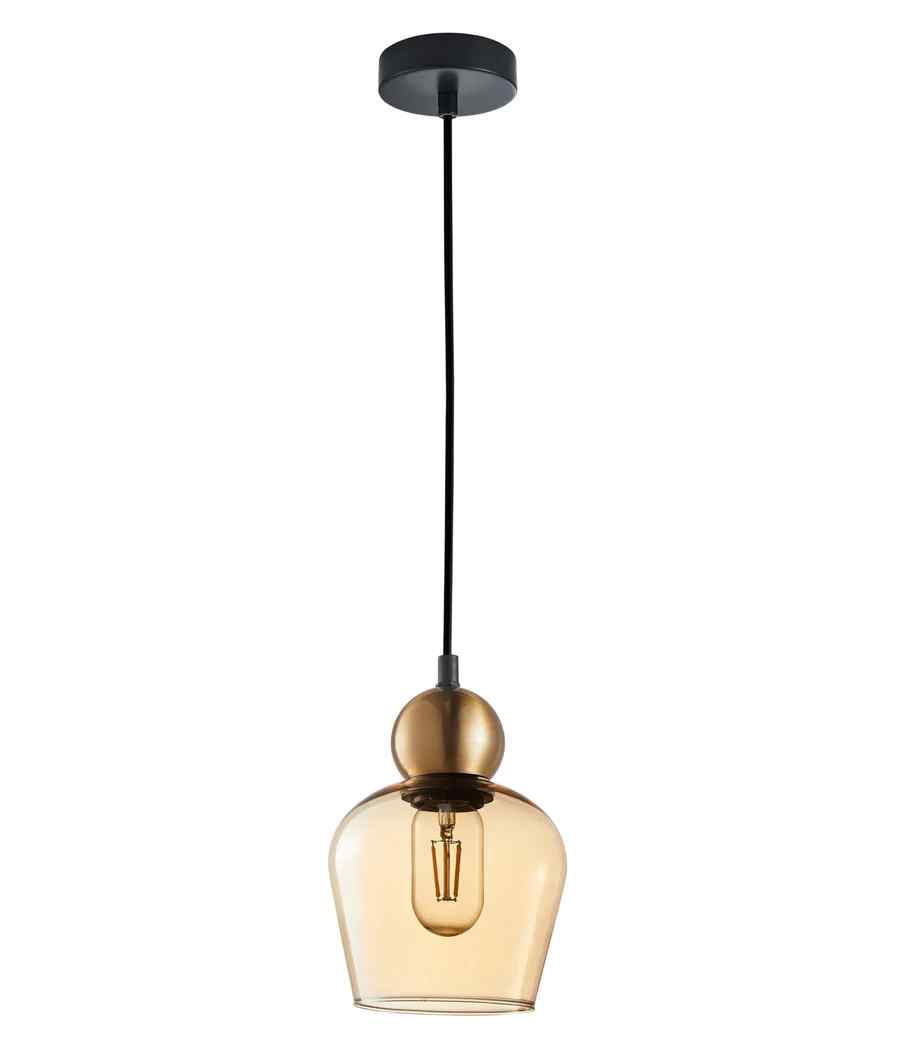 CLA CHAMPAN: Interior Bronze Amber / Smokey Black Glass Ellipse Pendant Lights
