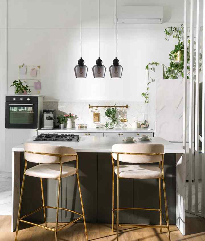 CLA CHAMPAN: Interior Bronze Amber / Smokey Black Glass Ellipse Multiple Bar Base Pendant Lights