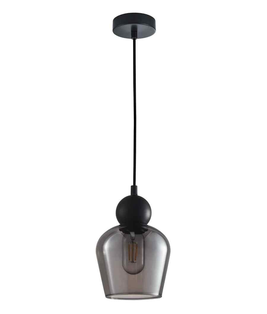 CLA CHAMPAN: Interior Bronze Amber / Smokey Black Glass Ellipse Pendant Lights