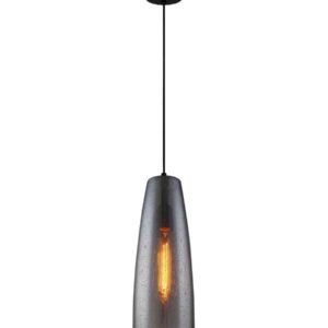CLA CHUVA: Smokey Black Mirror Finish Glass with Rain Drop Effect Long Cone Pendant Light