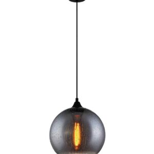 CLA CHUVA: Smokey Black Mirror Finish Glass with Rain Drop Effect Wine Glass Shape Pendant Light
