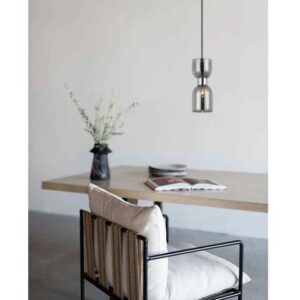 CLA CLESSIDRA: Interior Mirror Finish Smokey Black / Opal Glass Ellipse Pendant Lights