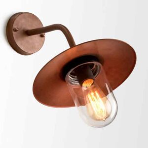CLA DEKSEL: Matte Aged Copper Exterior Wall Lamp With Clear Glass IP54