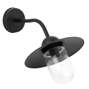 CLA DEKSEL: Industrial Matte Black Exterior Wall Light With Clear Glass IP54