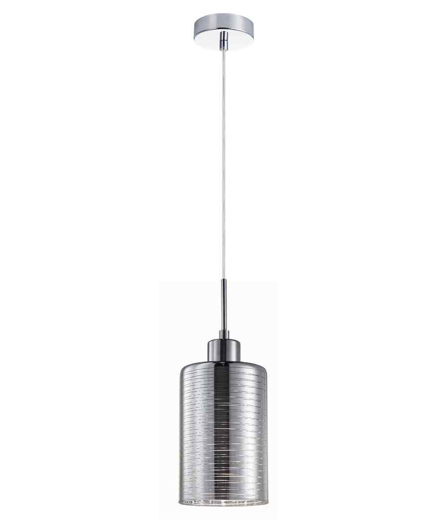 CLA ESPEJO1: Interior Iron & Chrome Oblong Glass with Line Effect Pendant Lights