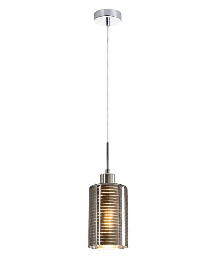 CLA ESPEJO1: Interior Iron & Chrome Oblong Glass with Line Effect Pendant Lights