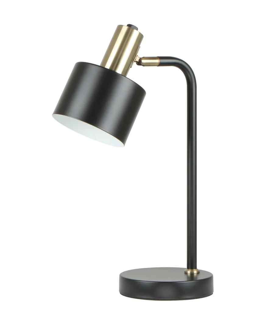 CLA FLOTAR: Interior Cylinder Iron Shade with Antique Brass Highlight Table Lamps