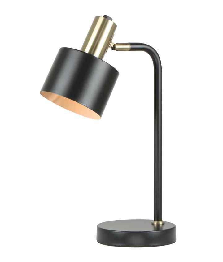 CLA FLOTAR: Interior Cylinder Iron Shade with Antique Brass Highlight Table Lamps